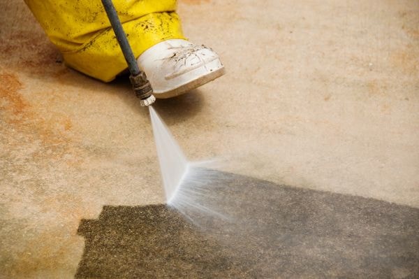 Power washing commercial surface